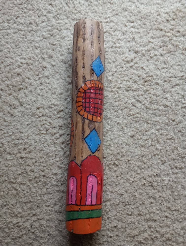 Hand-Painted Bamboo Percussion Instrument – Folk Art
