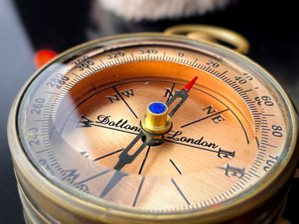 Vintage Working Compass - Handmade Brass & Copper Nautical Navigation Tool - Ann