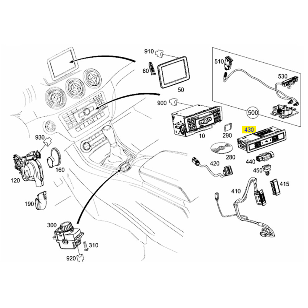 &+ A1728202826 Multimedia USB Input/Connection Control Module For Mercedes-Benz