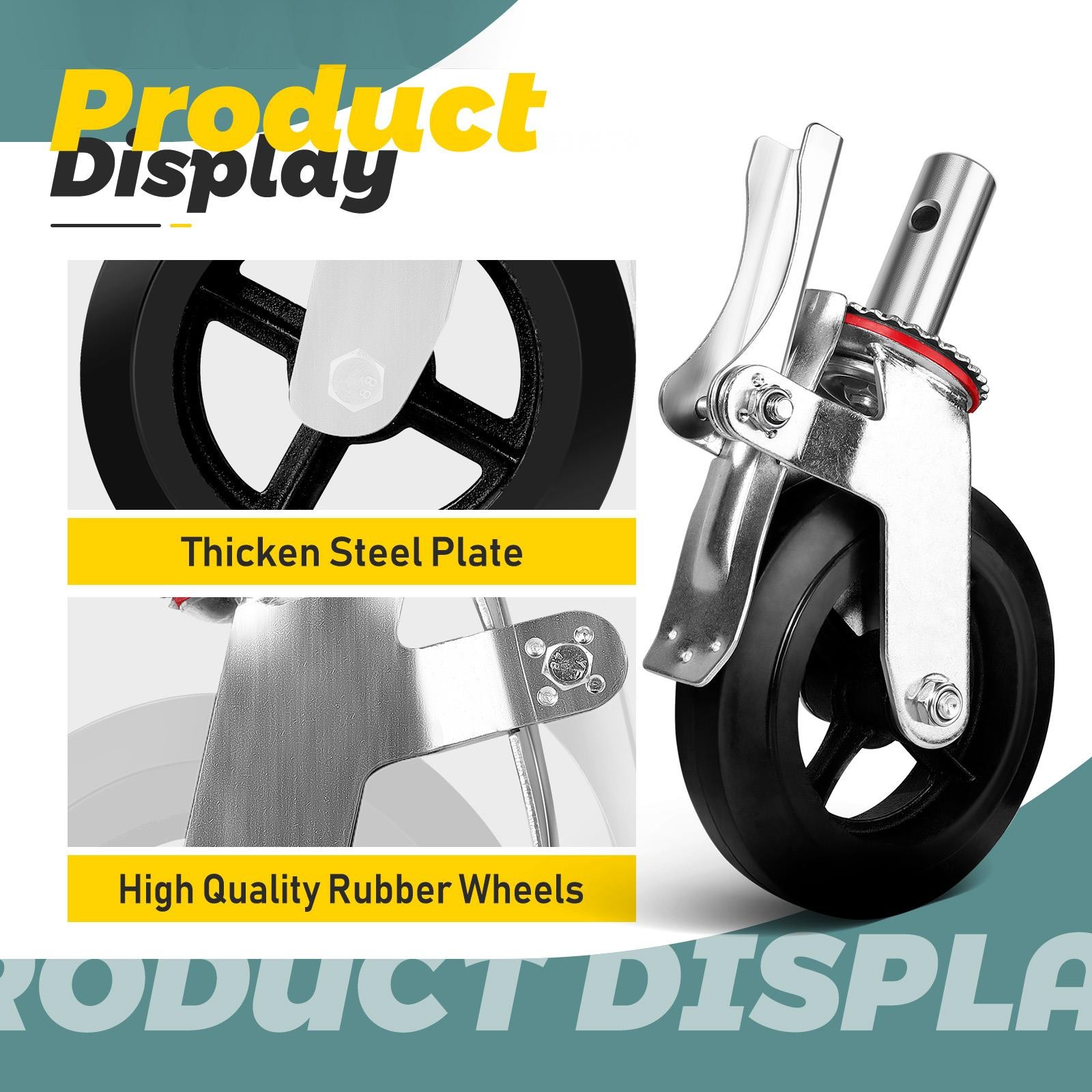 8 Inch Scaffolding Casters Set of 4,Heavy Duty Baker Scaffold Wheels with Dual