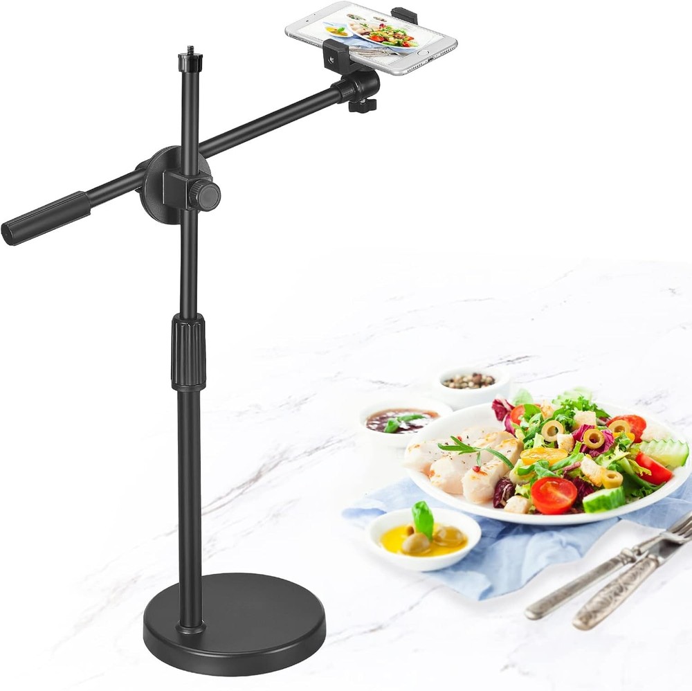 Overhead Phone Mount Live Streaming Desktop Stand,Adjustable Black
