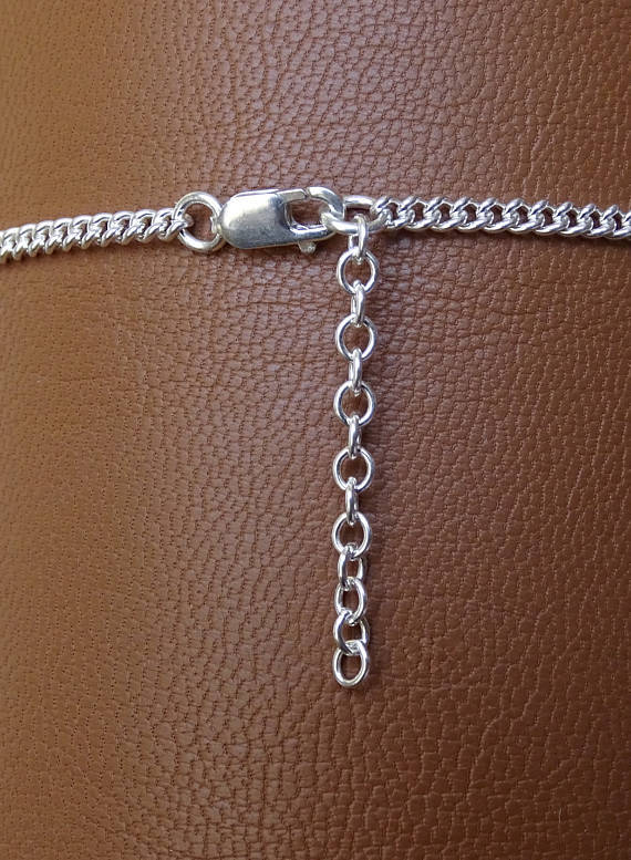 Small Sterling Silver German Shepherd Dog Standing Study Anklet