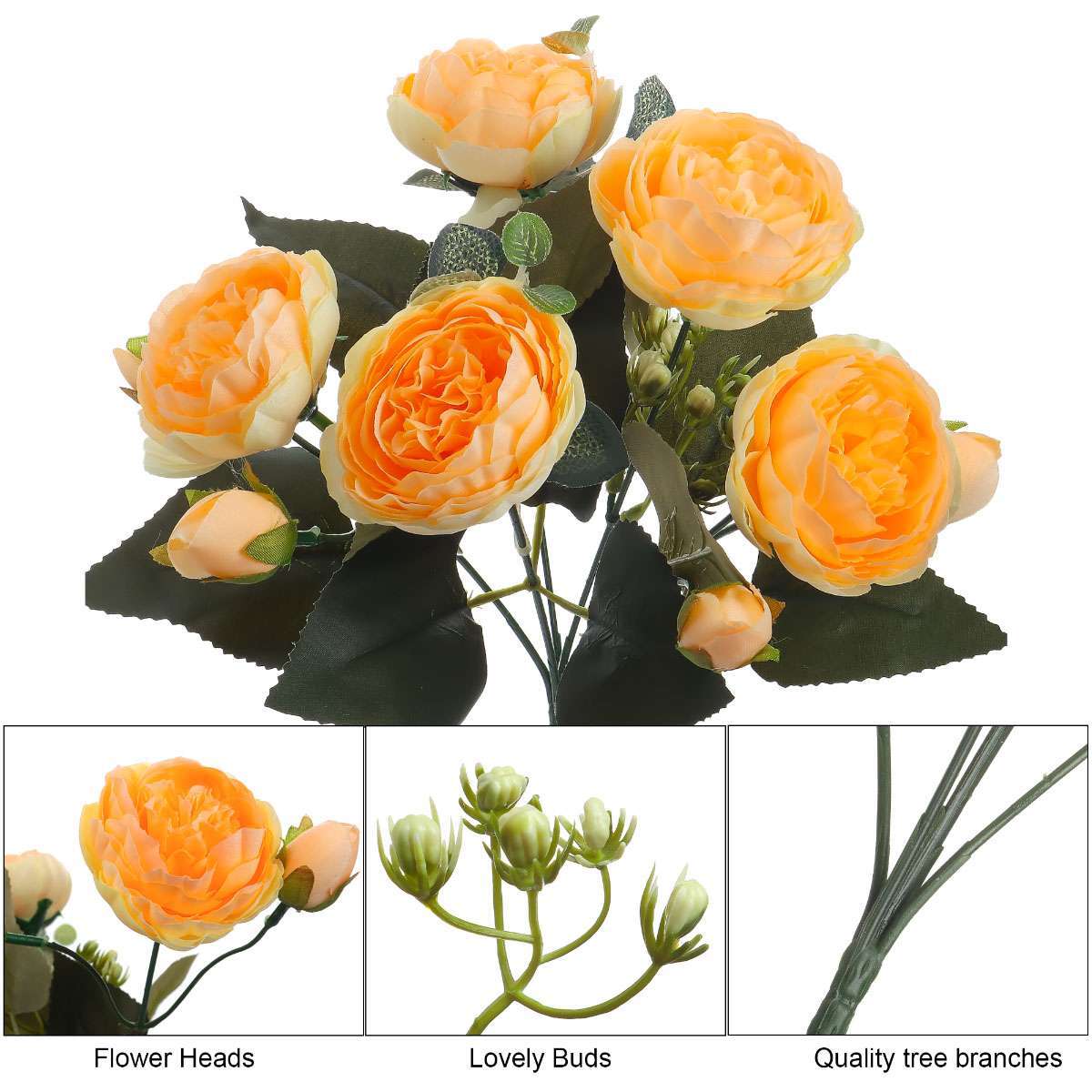 Artificial 9 Heads Silk Peony Flower Wedding Bouquet Home Party Outdoor Decor