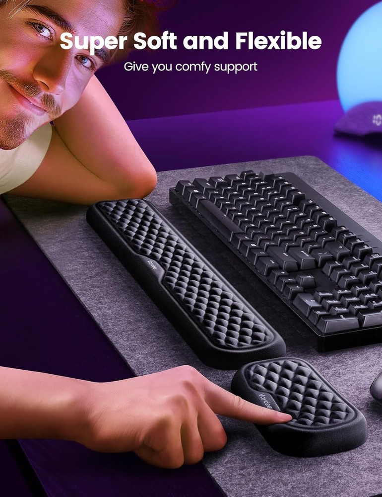 Wrist Rest for Keyboard and Mouse, Computer Ergonomic Wrist Support Pad, Soft...