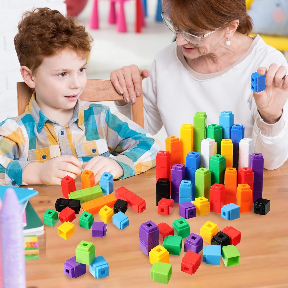 100 Pcs Linking Cubes Plastic Math Cubes Manipulative Counting Blocks STEM Sn...