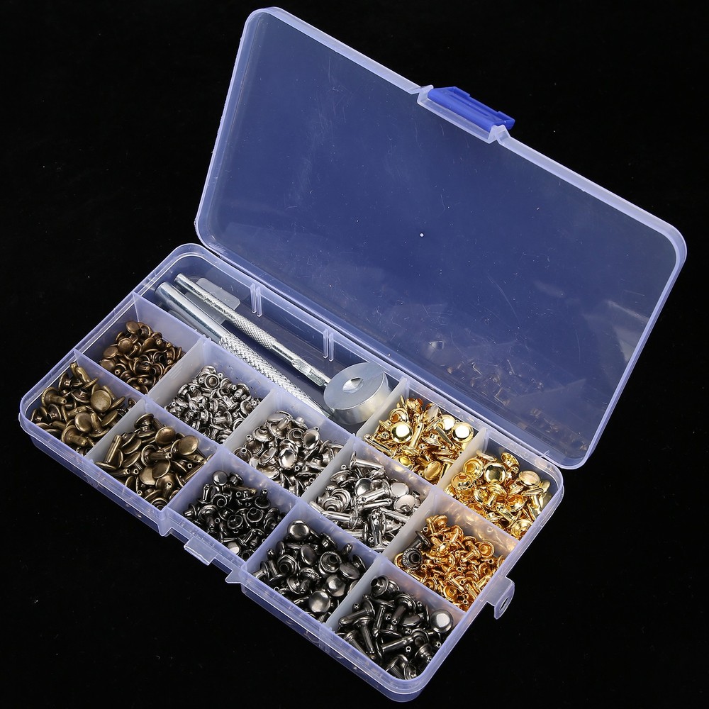 363Pcs Leather Rivets Set Rust-Proof Durable Brass Hand‑Made Accessories For DIY