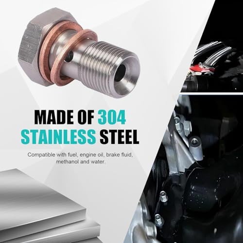 Metric Stainless Steel Single Banjo Bolt, M10 x 1.0 Vehicle Metric Hex Brake