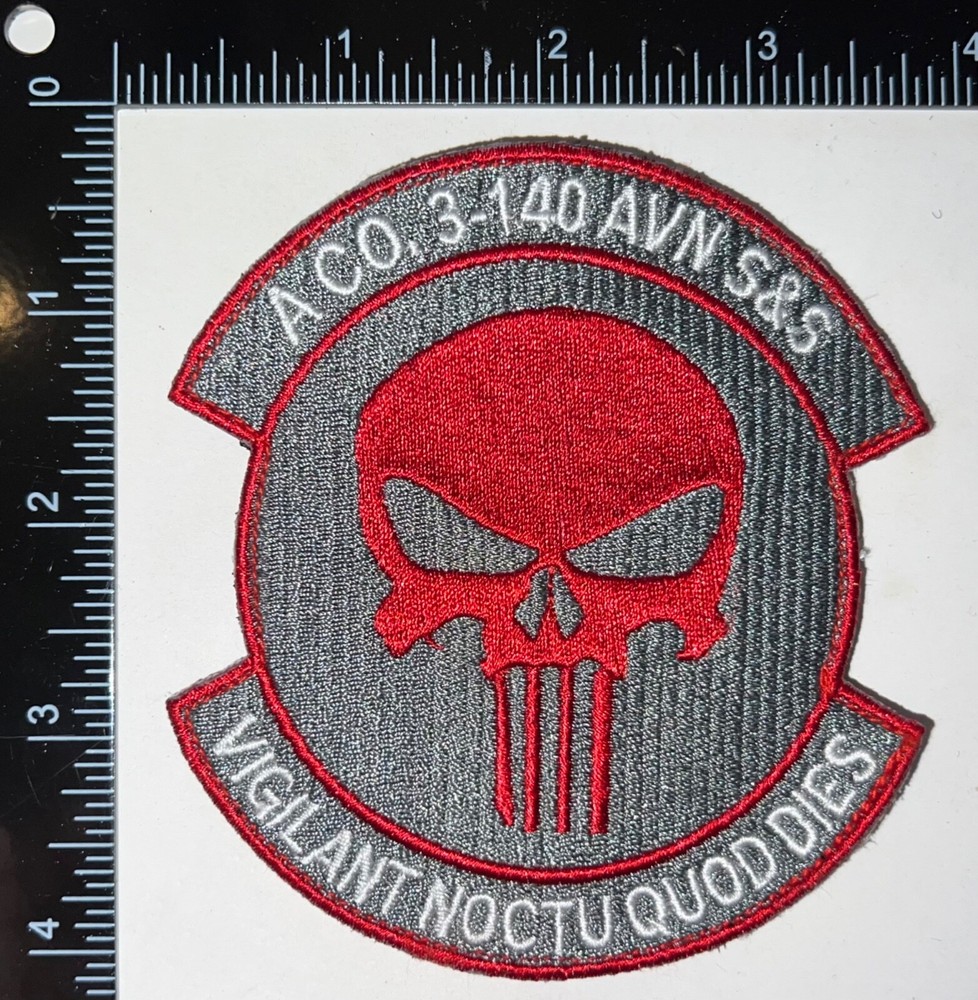 US Army OEF OIF A Co 3-140 Aviation S & S The Punisher HOOK & LOOP Patch