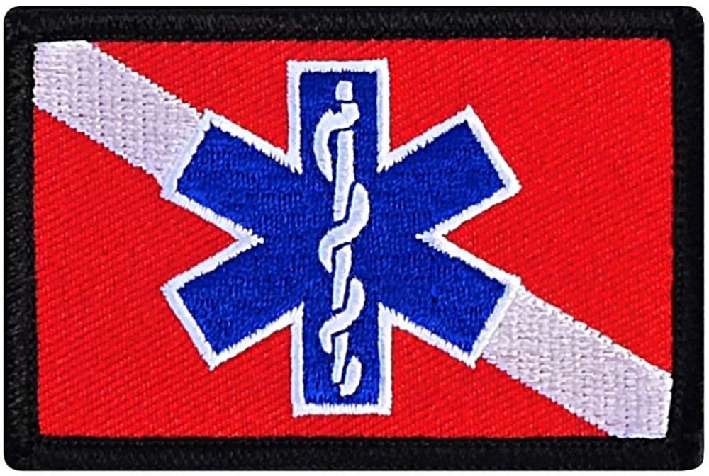 EMS EMT SCUBA RESCUE DIVER EMBROIDERED PATCH | 2PC HOOK BACKING 3"X2"