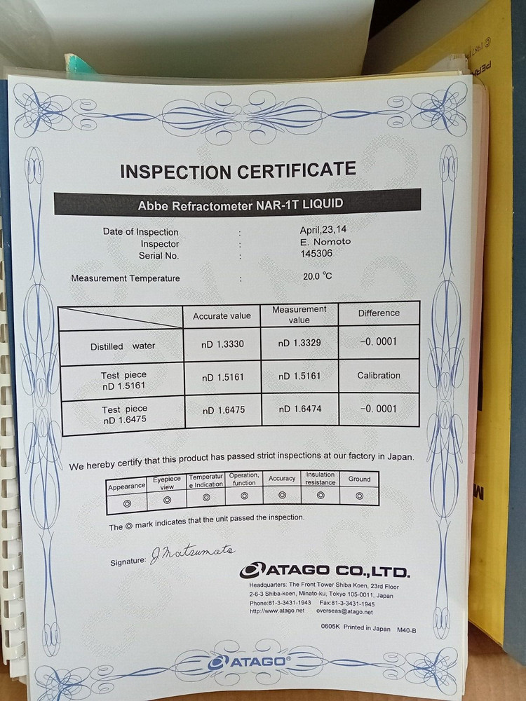 abbe ATAGO NAR-1T liquid refractometer