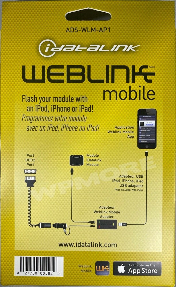 iDATALINK ADS-WLM-AP1 Weblink Mobile Programming Cable for Apple iPad and iPhone