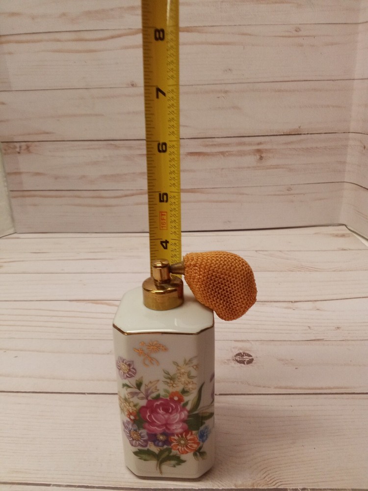 Signed KPM Porcelain Floral Pattern Atomizer empty perfume bottle
