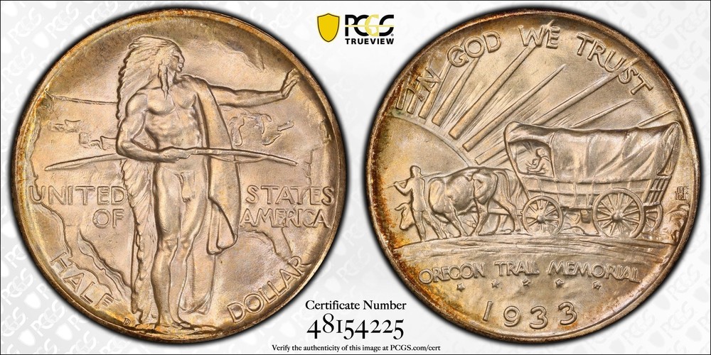 1933-D Oregon Commemorative Half Dollar (50c) PCGS MS66+