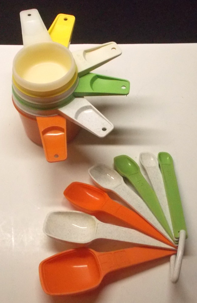 Vintage Tupperware Multicolor Measuring Cups & Measuring Spoons Complete Sets