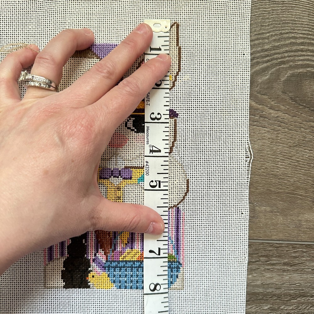 Vintage Damarj "Master Painter Rabbit" Needlepoint Canvas, Threads