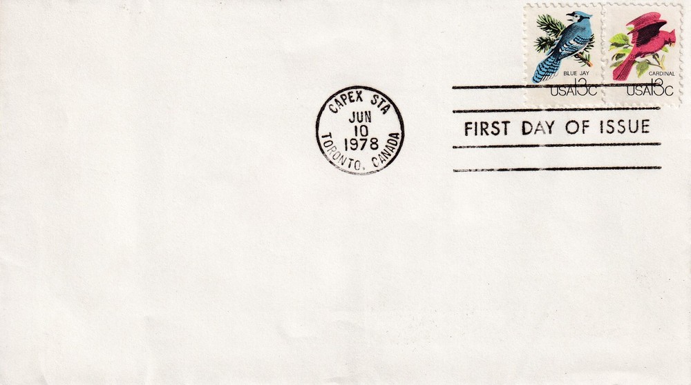 STAMP SCOTT 1757a, 1757d "CAPEX 78" "Cardinal & Blue Jay" 13 CENT 1978 FDC - I