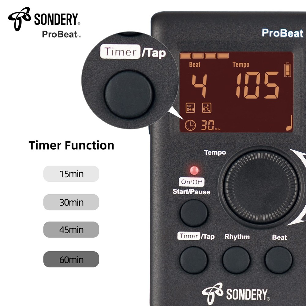 Digital Metronome with Vocal Counting & Timer for Piano, Guitar, Drum & More