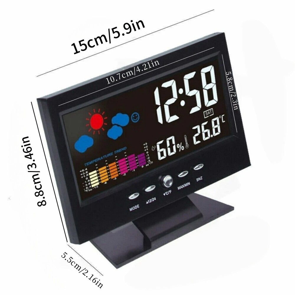 LED Digital Clock With Thermometer Hygrometer Weather Display & Voice Control