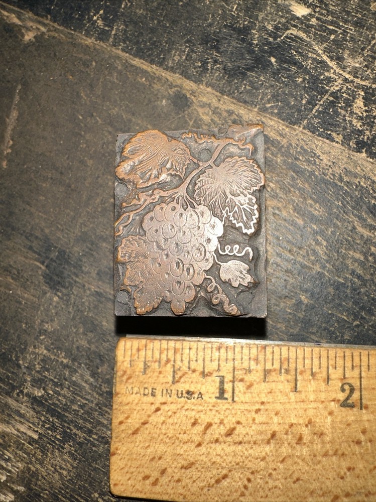Printing Block “ Beautiful Grape Cluster “ Copper Face, Nice Image!￼