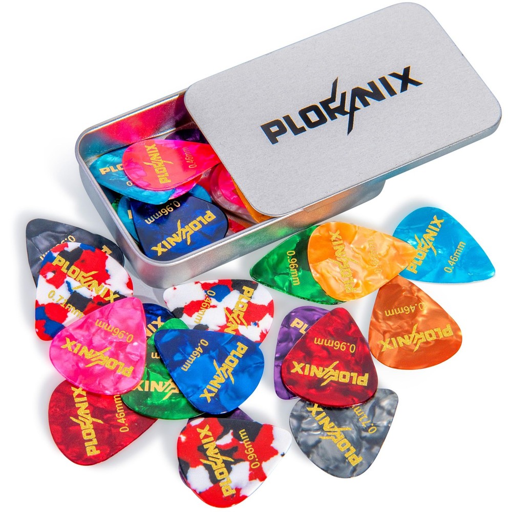 Plornix 30 pack Celluloid Guitar Picks - 3 Different 3 Size, Multicolor