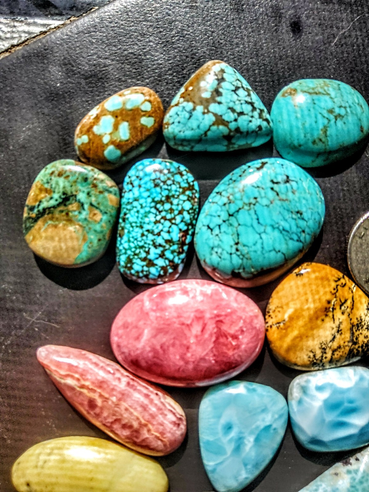 Turquoise,Laramar,Rhodachrosite opal beautiful cabs and rare!