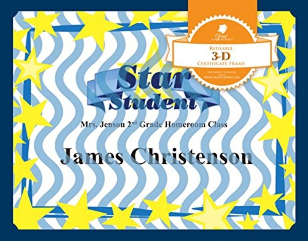 Great Papers! 3-D Star Certificate Frame, 1 count. For Teachers Classroom