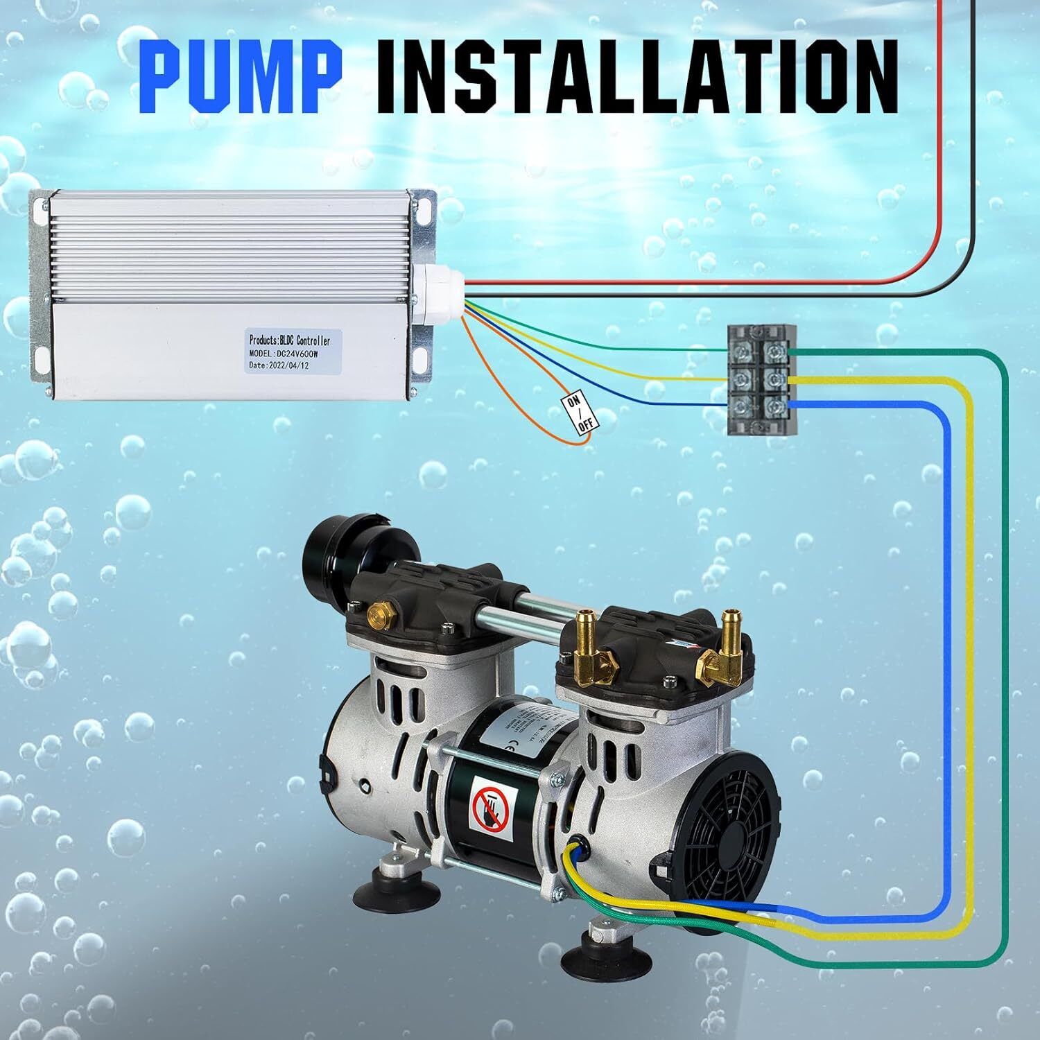 5.76CFM Solar Pond Aerator 300W Pond & Lake Aerator 2pcs 24Ah Lithium Battery