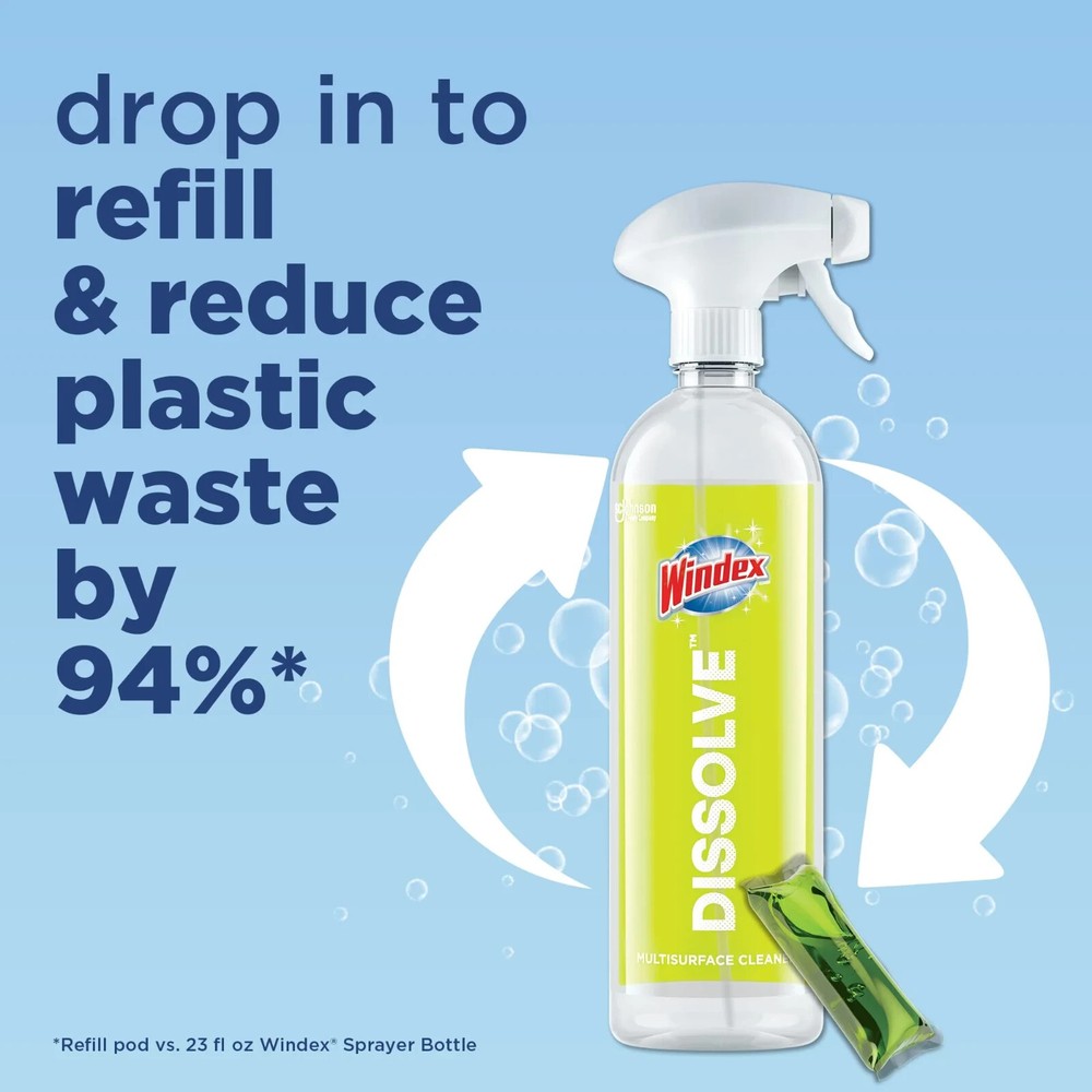 Windex Dissolve Pods Multisurface Cleaner Starter Kit & Refill 3 Reusable