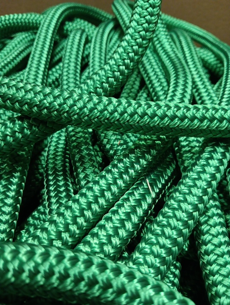 9/16 x 100 ft. Double Braid-Yacht Braid Polyester Rope. Bright Green