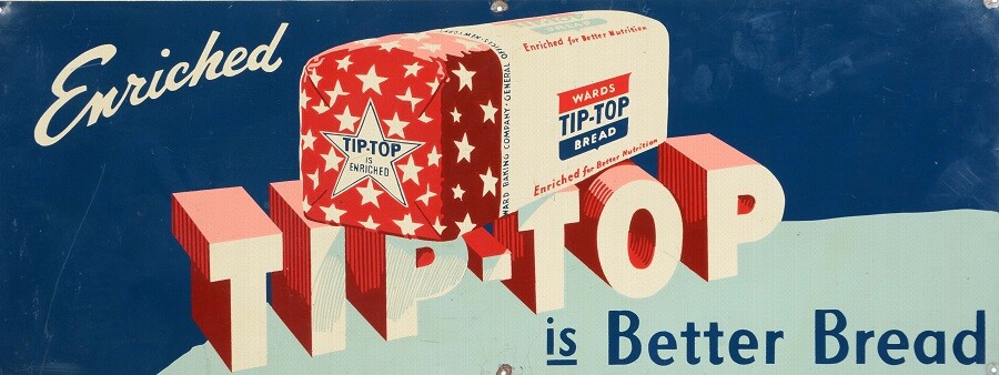 Tip Top Bread 6" x 18" Metal Sign