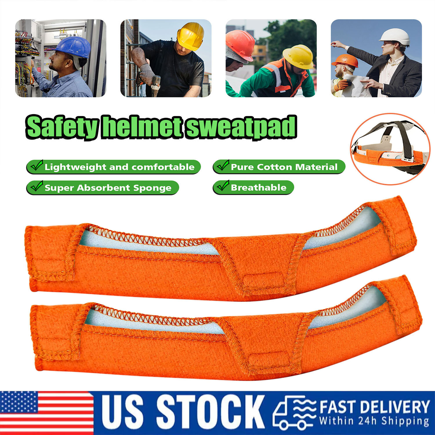 4PCS Hard Hat Sweatband Washable Reusable Sweat Bands for Hard Hats Replacement
