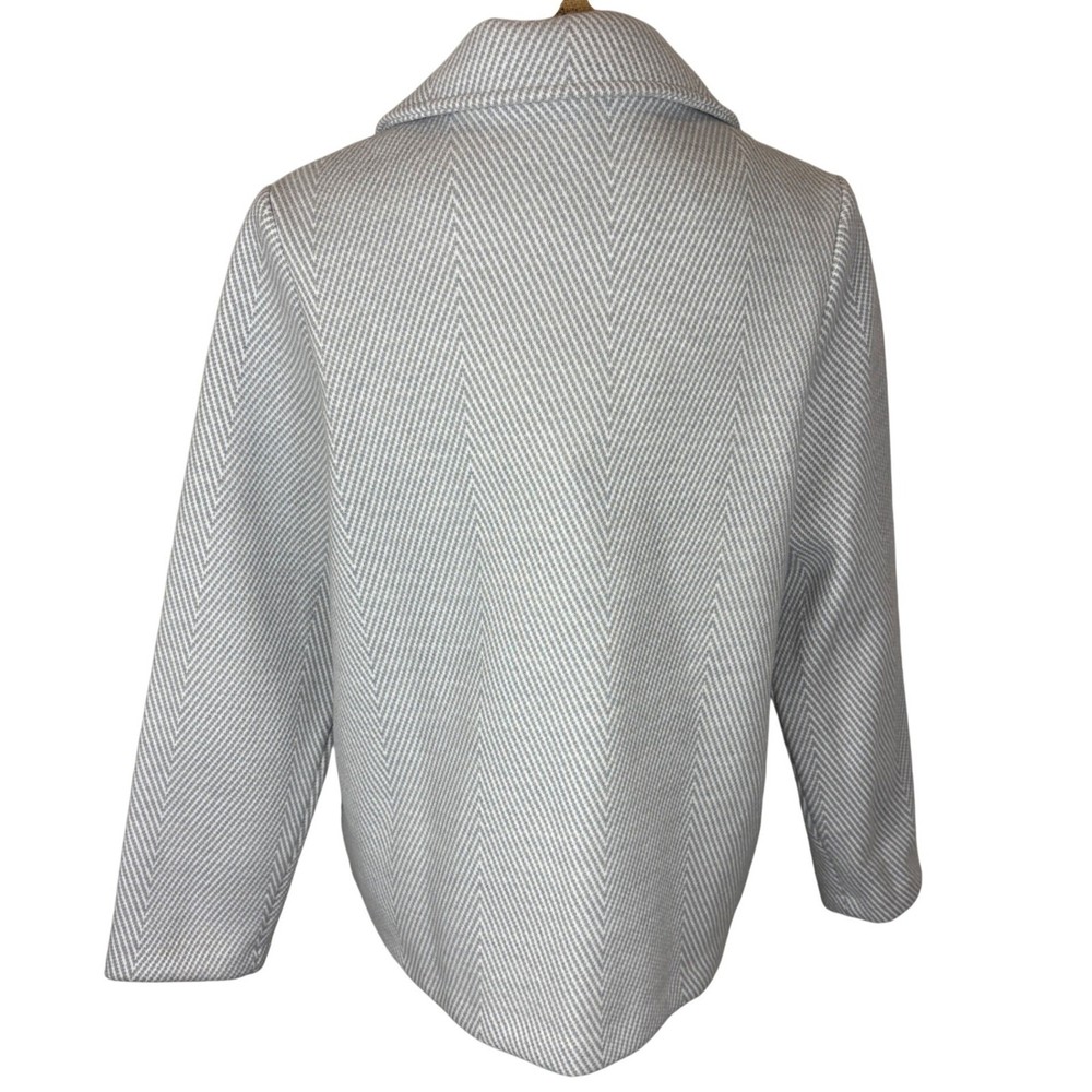 NWT Joie Herringbone Short Pea Coat 3 Button Front Wool Blend Gray White Medium
