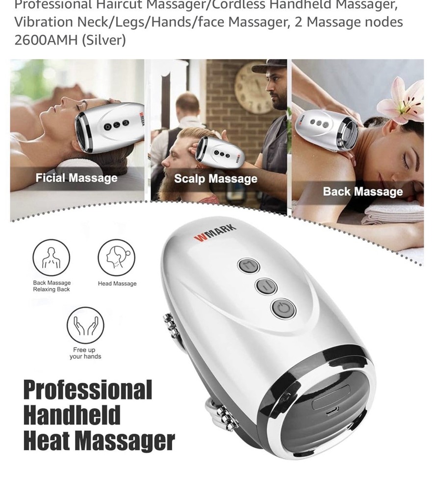 W Mark Cordless Handheld Massager Rechargeable Deep Tissue