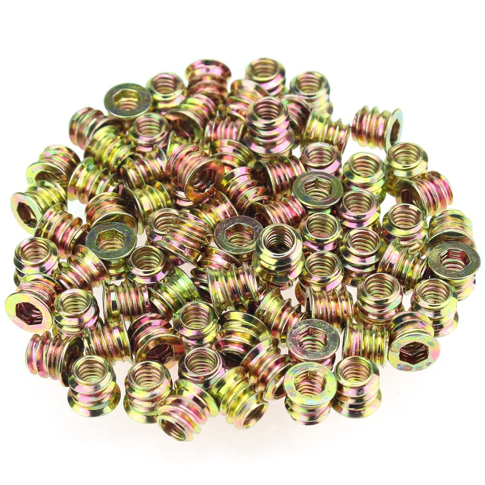1/4"-20 X 10Mm Threaded Inserts, Nut Inserts, Wood Inserts, Total 101 Pieces