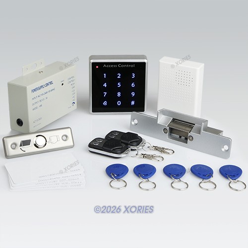 Touch Keypad RFID Door Access Control Kit+Strike Lock +2Remote Controls+Doorbell