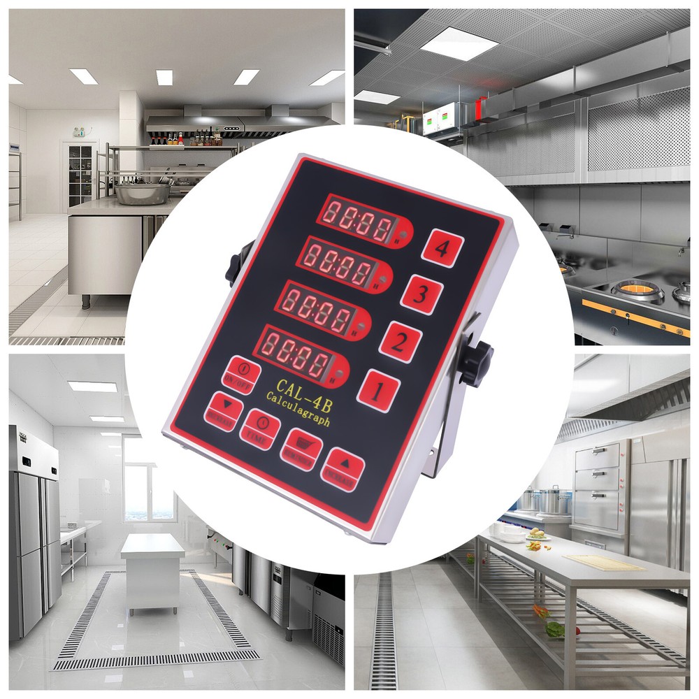 4 Channel Kitchen Timer 110V Commercial Digital Kitchen Timer 3 Stages Reminder