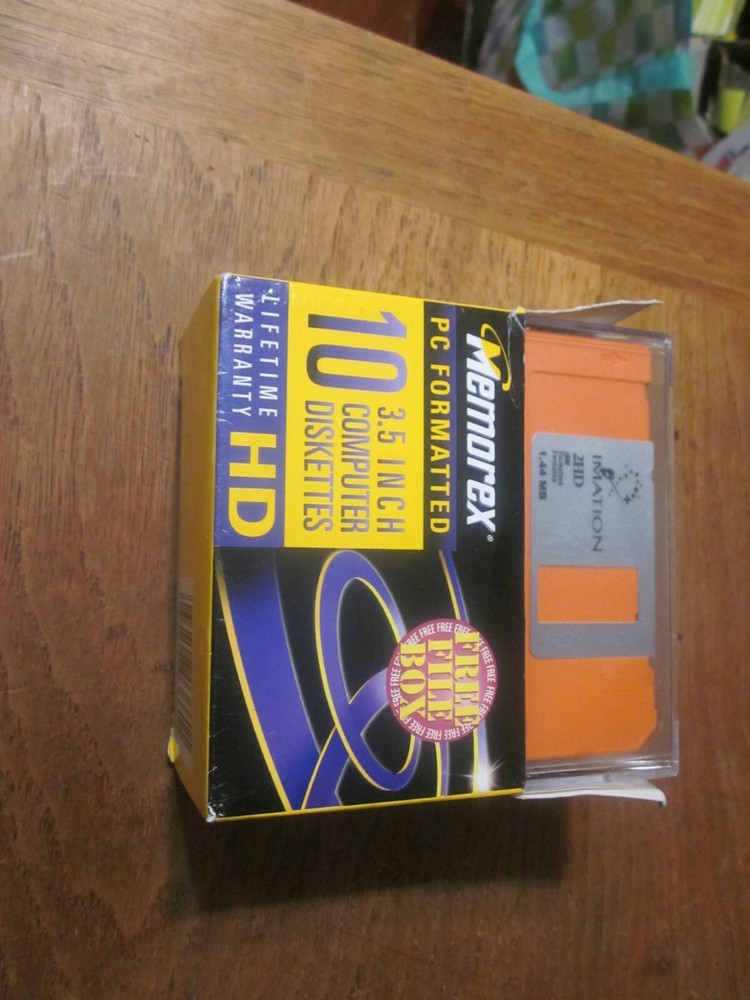 Memorex 3.5" HD Computer Floppy Disks Sealed 10 Pack Colored Diskettes