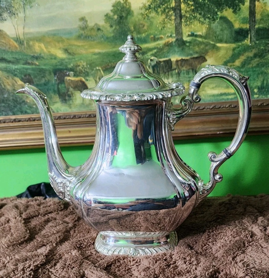 😎NICE! GORHAM ANTIQUE SHELL & GADROON SILVERPLATED 4pc COFFEE & TEA SET☕️🍵🍚🥛