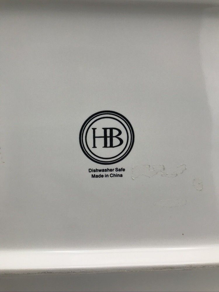 HB White Porcelain Platter Modern Sleek Rectangular Shape approx. 6" x 12" x 2"