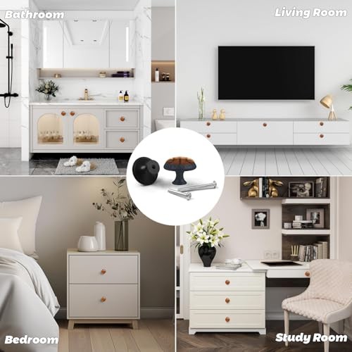 4 Pack Kitchen Cabinet Knobs Round Drawer Pulls 1.37"L x 1.1"W Basketball