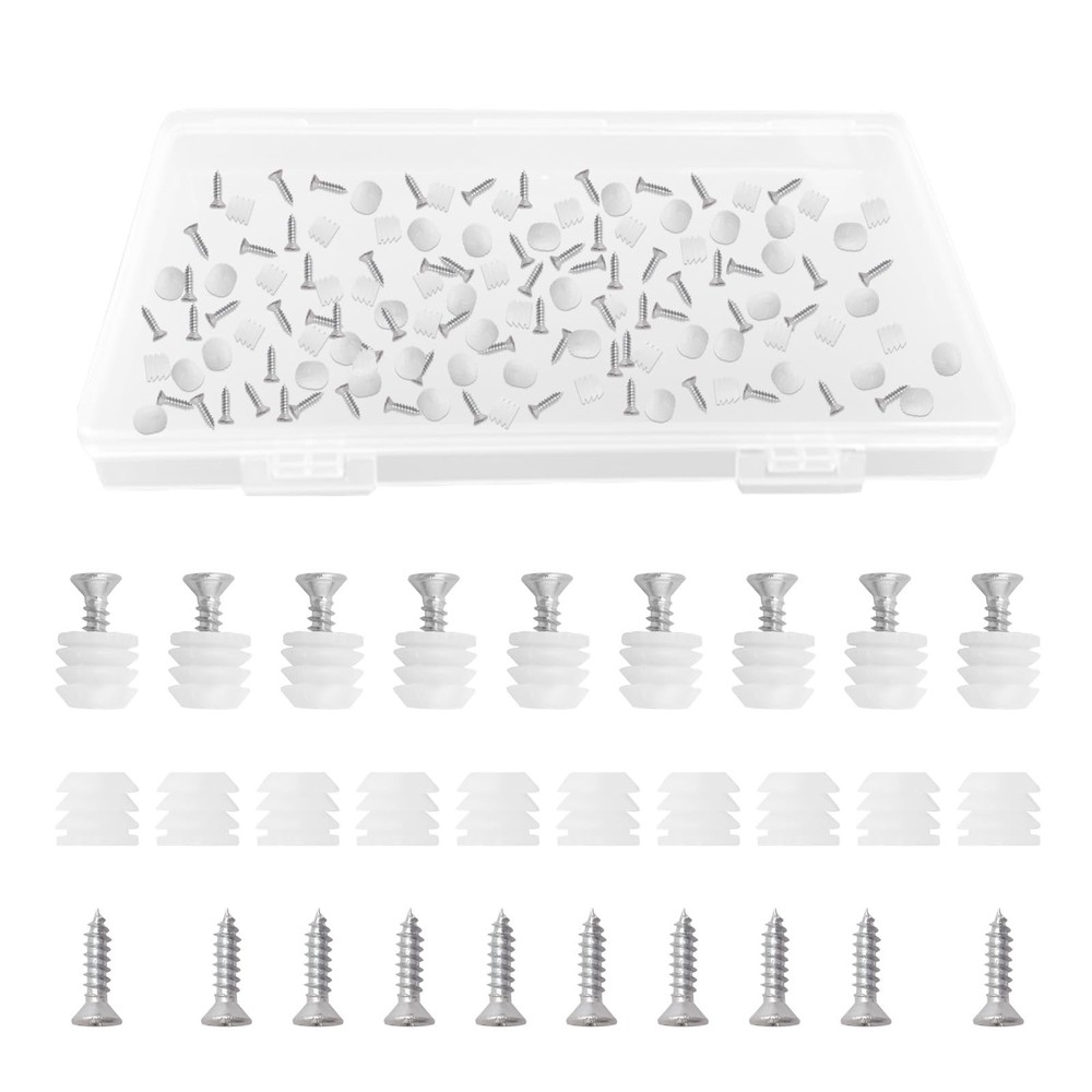Hinge Dowel Inserts, 180 Pack Plastic Hinge Dowel Inserts with Screws White S...