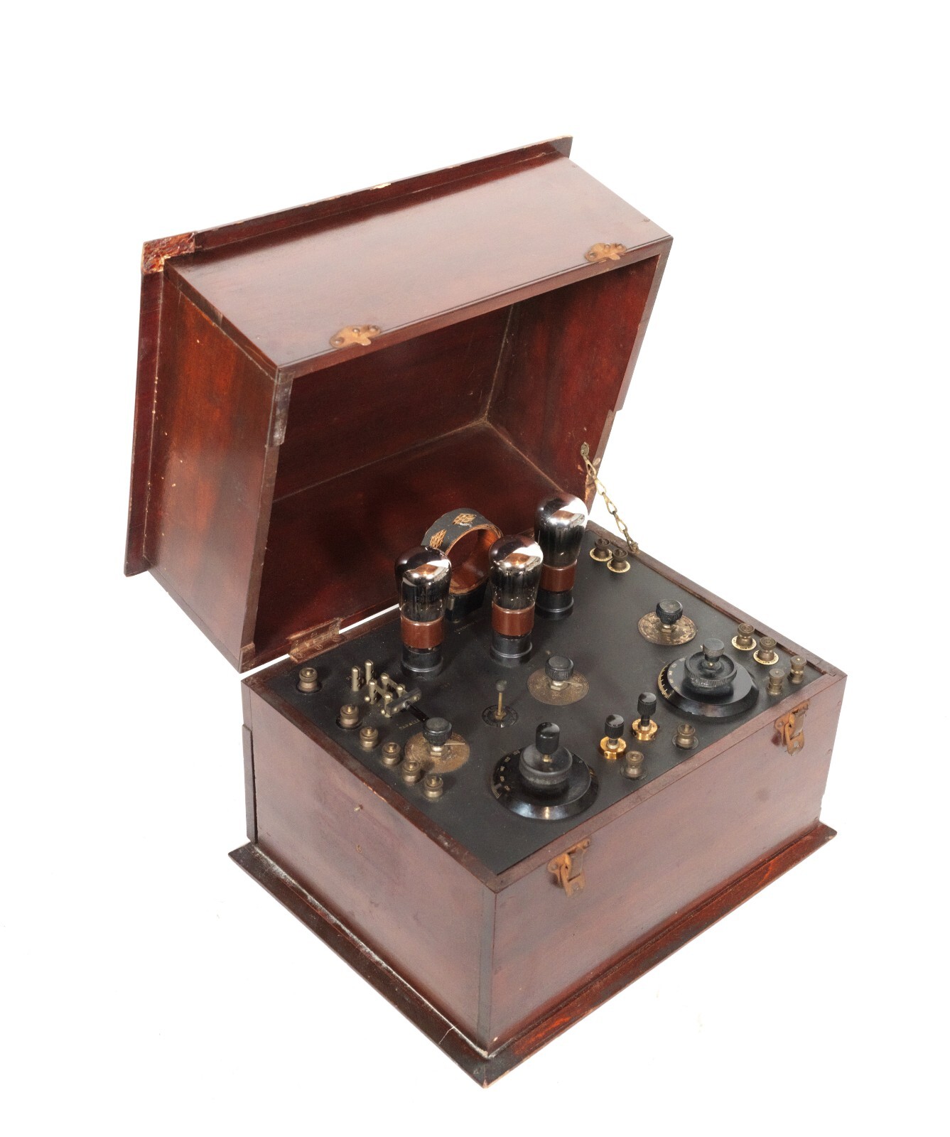 Ca. 1923-24 AJS Pattern 3-Valve Receiving Set w/Exposed Tubes & Plug-In Coil