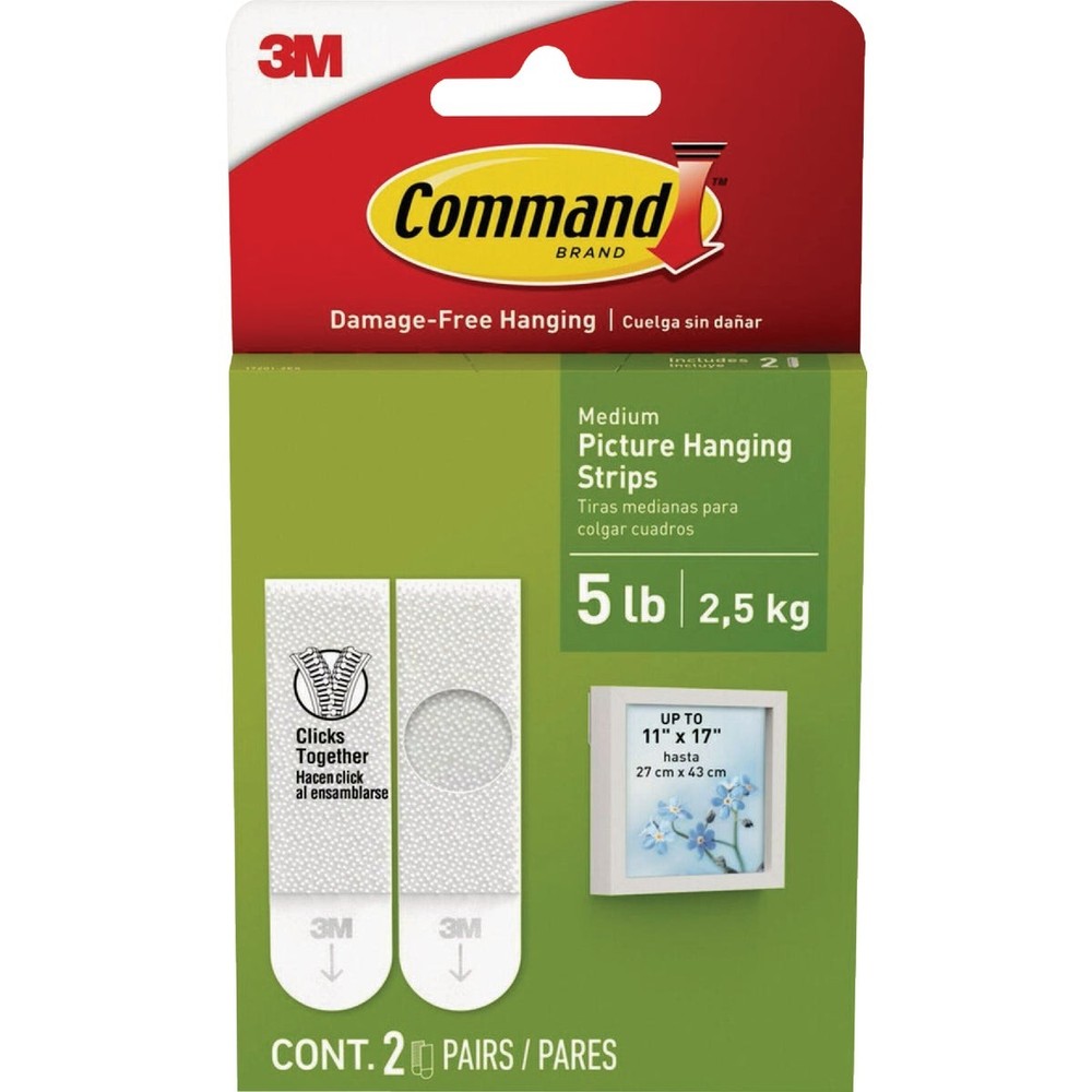 Command White Medium Adhesive Strips, 4 Strips 17201-2ES Command 3M 17201-2ES