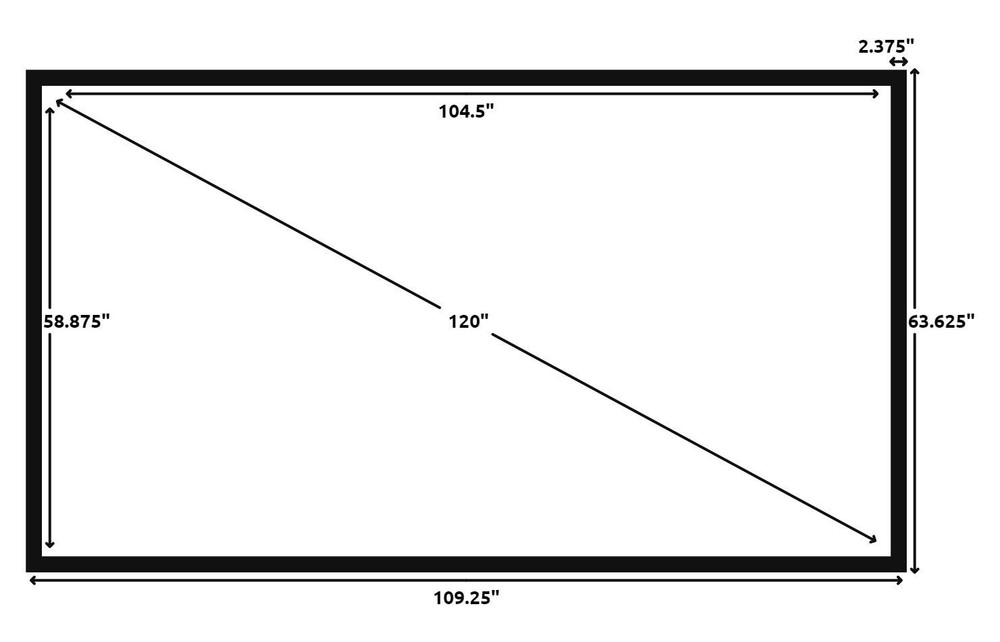 STR-169120 Silver Ticket 120" Fixed Frame 16:9 Projector Screen White Material