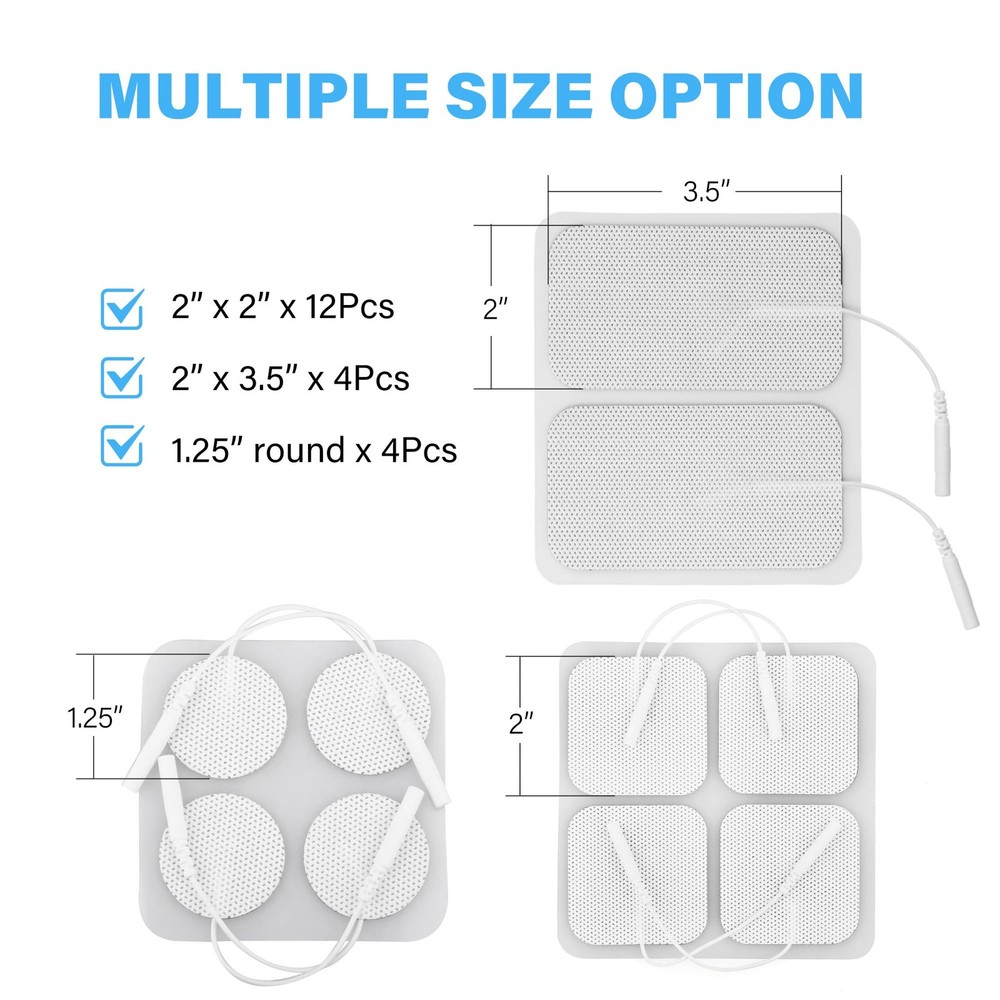 LotFancy TENS Unit Replacement Pads Assorted 20 Piece Assortment, White