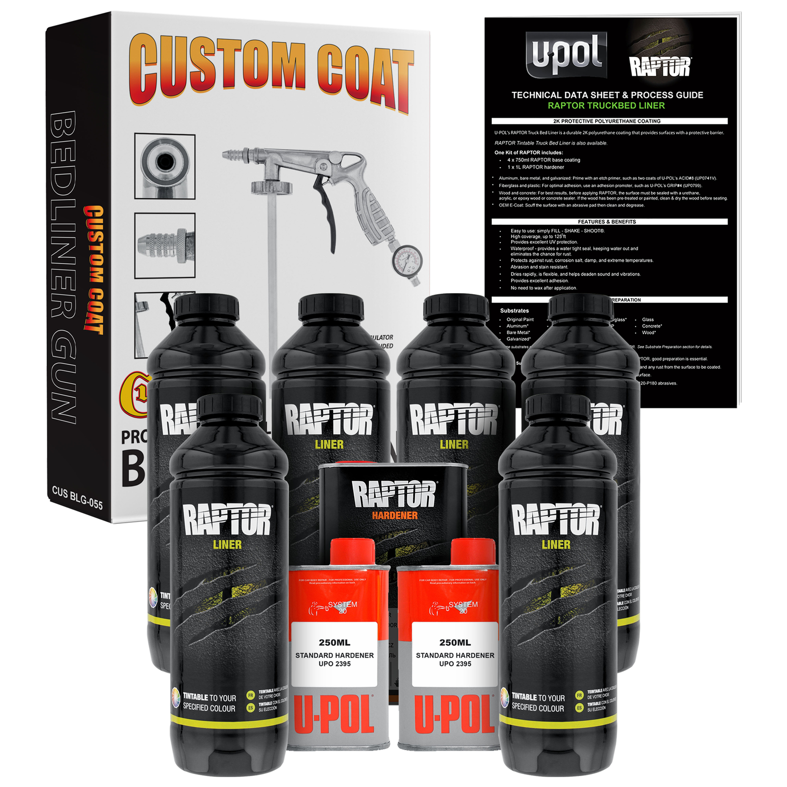 Raptor Tintable Urethane Spray-On Truck Bed Liner Spray Gun, 6 Liters