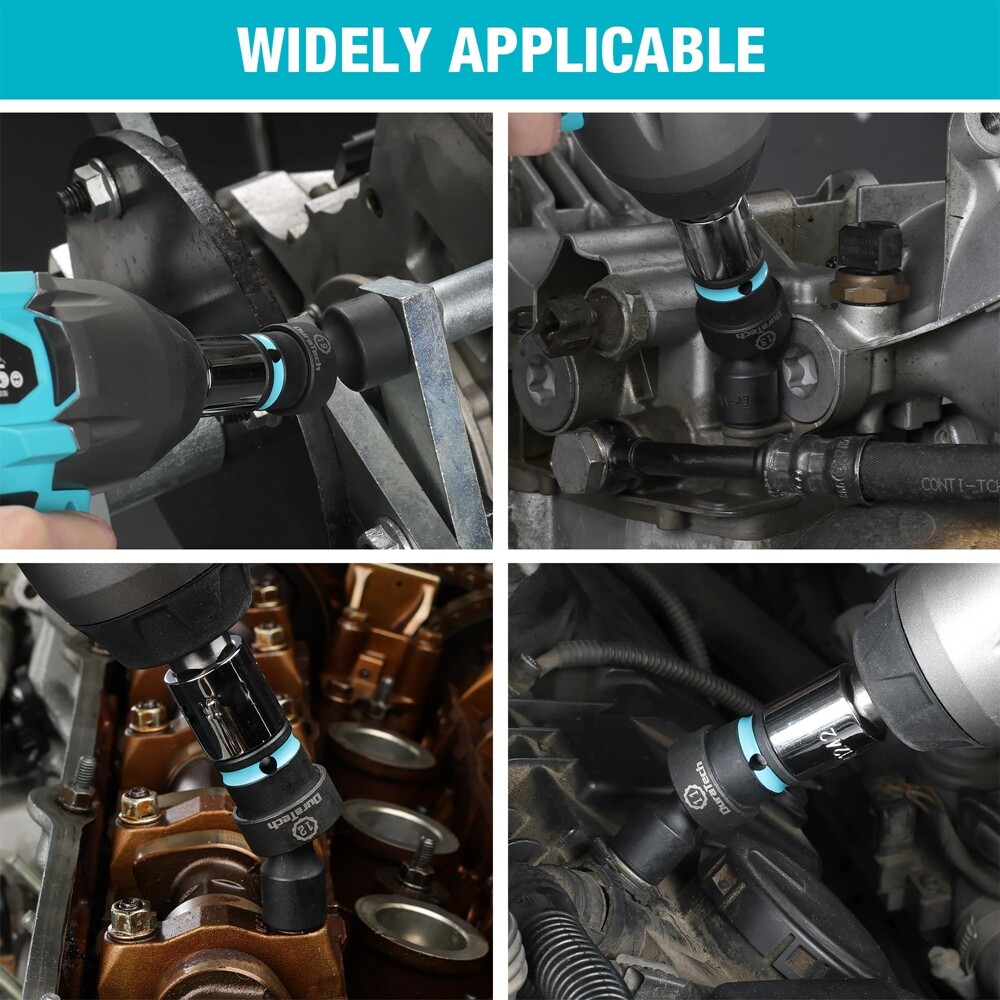 DURATECH 16PC 3/8" Dr Swivel Socket Set Shallow Universal Impact Metric 8mm-24mm