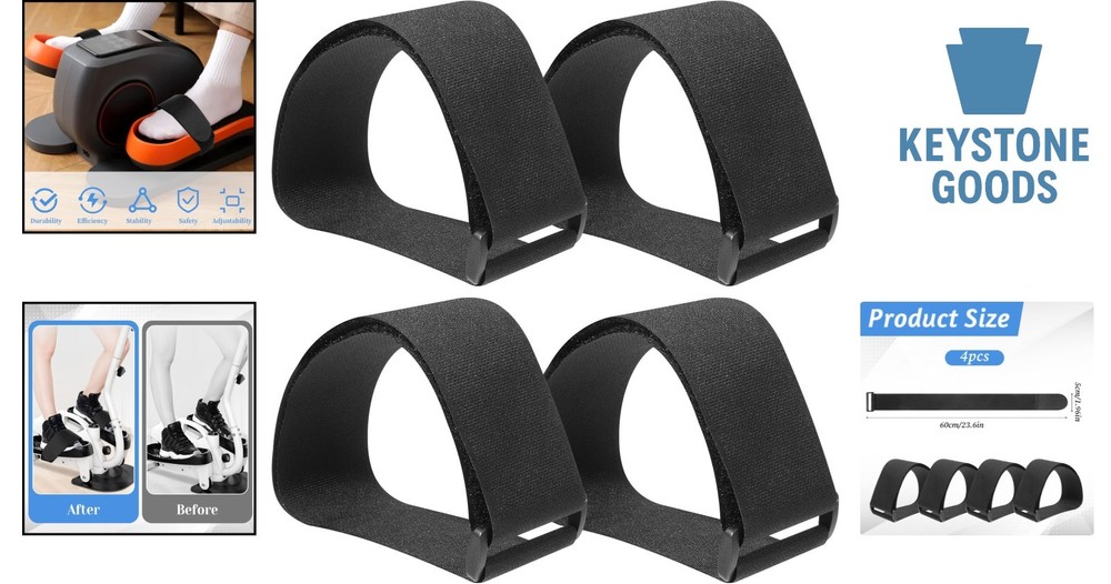 4 Pack Adjustable Non-Slip Elliptical Leg Exercise Straps