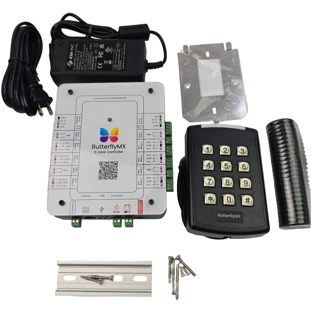 ButterflyMX 2-Door Access Controller Kit PSU DIN Keypad Reader & Fobs (NEW)
