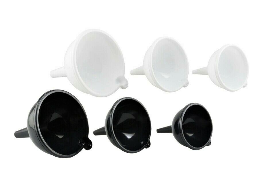3 Piece Nested Funnel Set Kitchen Automotive Multi-function Plastic Black/White